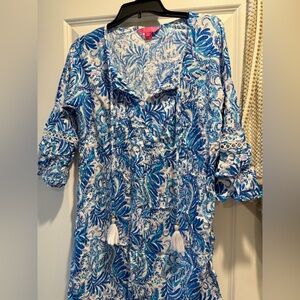 Lilly Pulitzer Blue and White Floral Dress